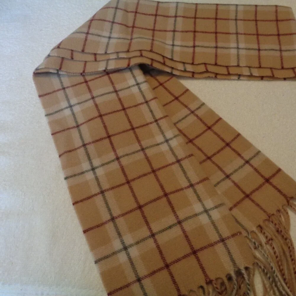 CLASSIC GIRL RICH GIRL CASHMERE BLONDE PLAID SCARF BY ENYA MONTASANI